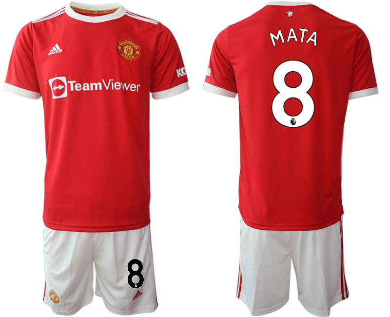 Men 2021-2022 Club Manchester United home red #8 Adidas Soccer Jersey